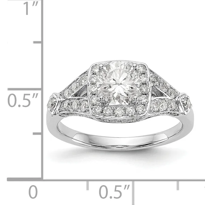 14K White Gold Diamond Princess CZ Halo Engagement Ring Goldiacom Rings
