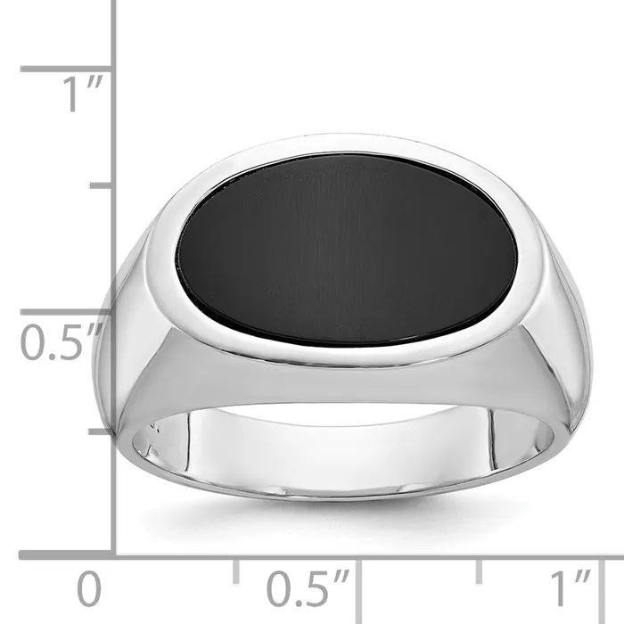 14k White Gold Mens EastWest Oval Onyx Complete Ring Goldia Rings