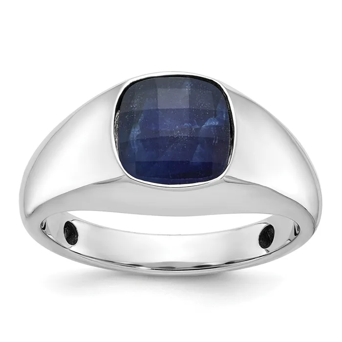 14k White Gold Mens Sapphire Doublet Stone Complete Ring Goldia Rings