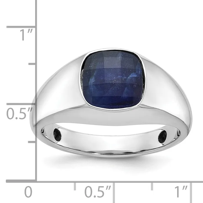 14k White Gold Mens Sapphire Doublet Stone Complete Ring Goldia Rings
