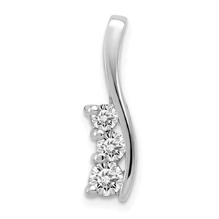 14k White Gold Moissanite Three stone pendant Goldia Necklaces