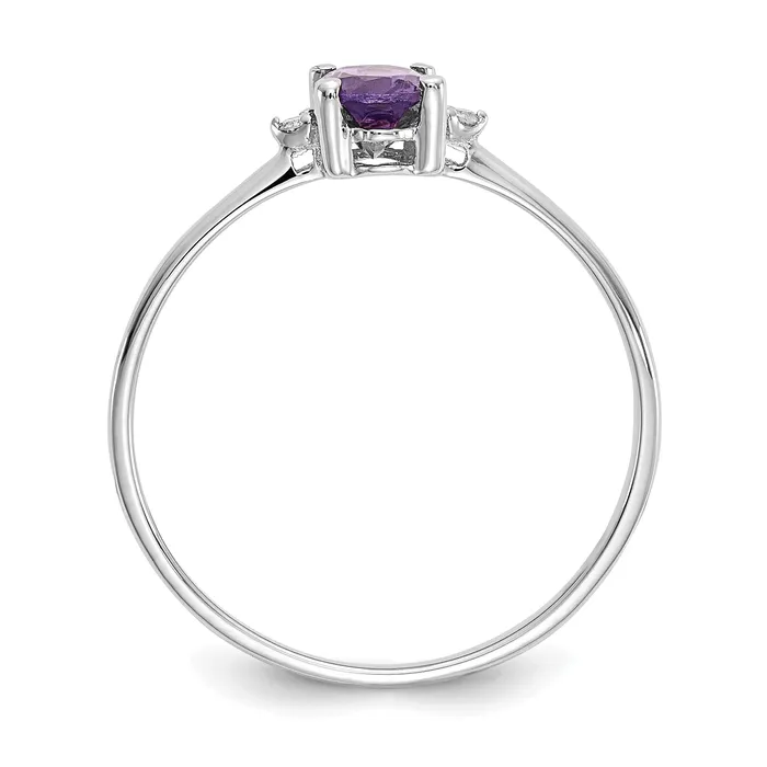 14K White Gold Polished Geniune Diamond and Amethyst Birthstone Ring Goldiacom Rings