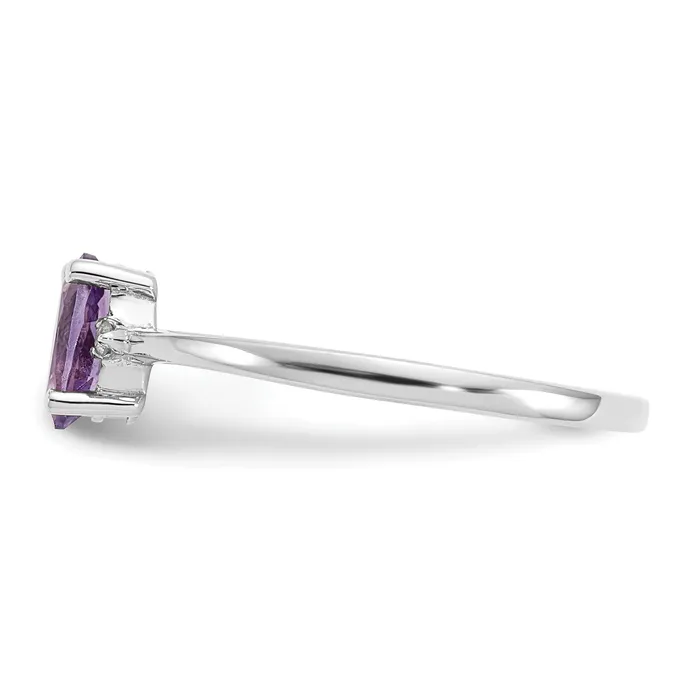 14K White Gold Polished Geniune Diamond and Amethyst Birthstone Ring Goldiacom Rings