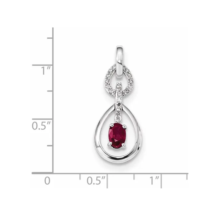 14k White Gold Real Diamond and Ruby Dangle Pendant Goldia Necklaces