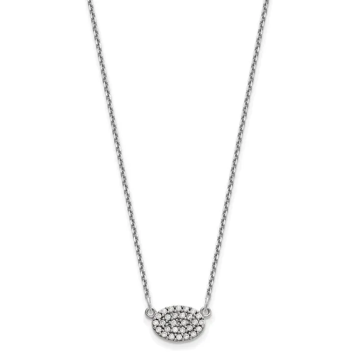 14k White Gold Real Diamond Cluster Oval Necklace Goldia Necklaces