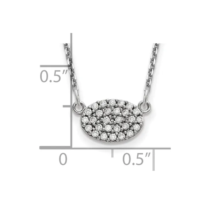 14k White Gold Real Diamond Cluster Oval Necklace Goldia Necklaces