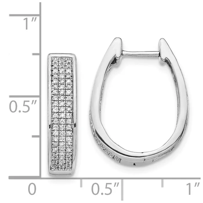 14k White Gold Real Diamond Large Hinged Oval Hoop Earrings Goldia Earrings