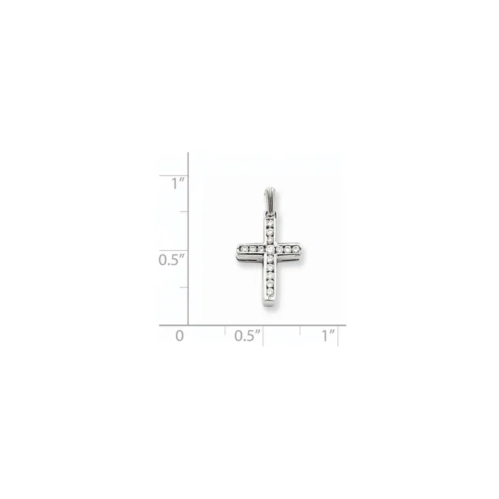 14k White Gold Real Diamond Latin Cross Pendant Goldia Necklaces