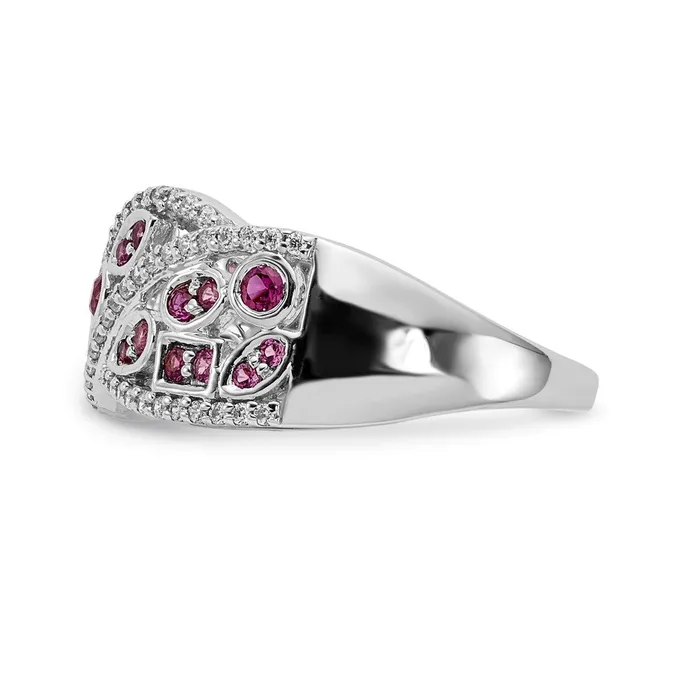 14k White Gold Real Diamond Ruby Fancy Ring Goldiacom Rings