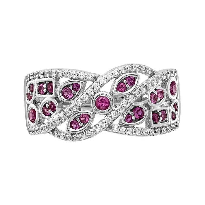 14k White Gold Real Diamond Ruby Fancy Ring Goldiacom Rings