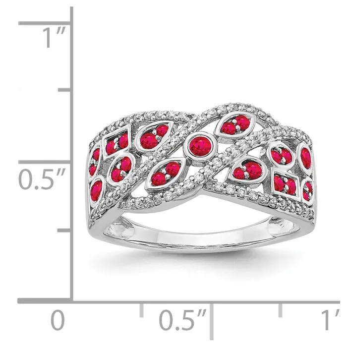 14k White Gold Real Diamond Ruby Fancy Ring Goldiacom Rings