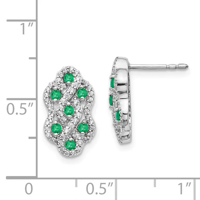 14k White Gold Real Diamond u0026 Emerald Fancy Earrings Goldia Earrings