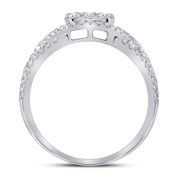 14k White Gold Round Diamond Cluster Bridal Engagement Ring 1 Cttw gndatlanta Rings