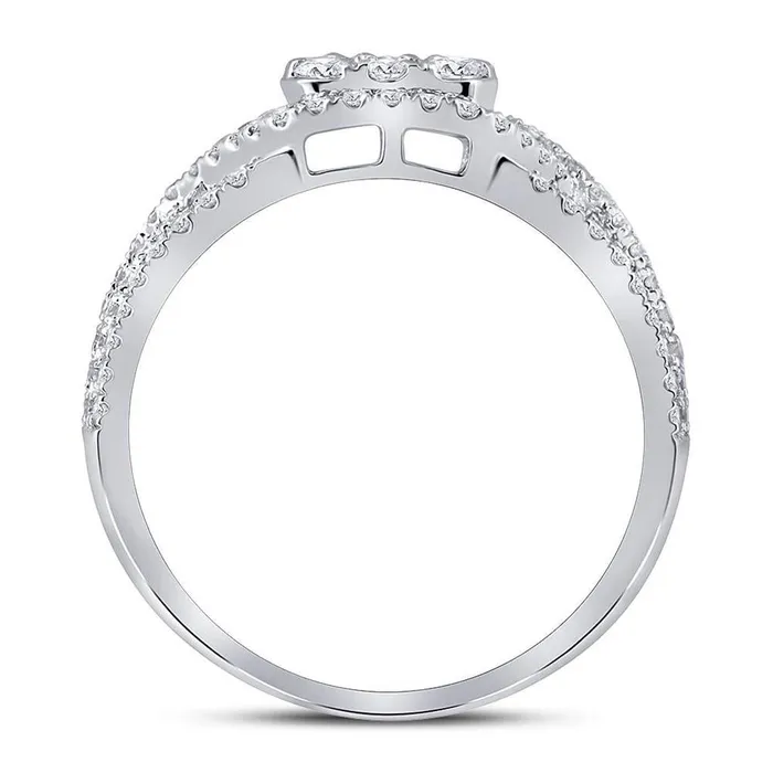 14k White Gold Round Diamond Cluster Bridal Engagement Ring 1 Cttw gndatlanta Rings