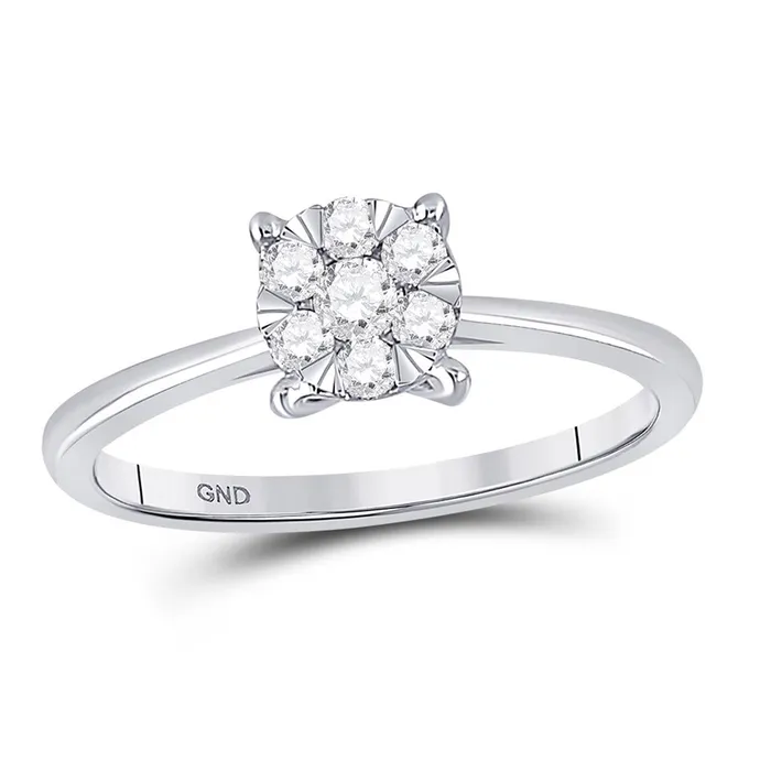 14k White Gold Round Diamond Flower Cluster Ring 14 Cttw gndatlanta Rings