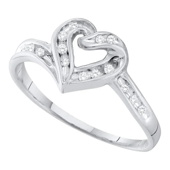14k White Gold Round Diamond Heart Ring 112 Cttw gndatlanta Rings