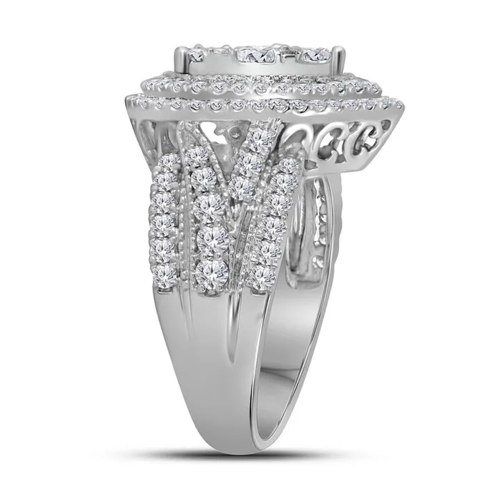 14k White Gold Round Diamond Pear Cluster Bridal Engagement Ring 2 Cttw gndatlanta Rings