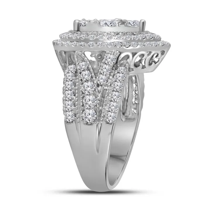 14k White Gold Round Diamond Pear Cluster Bridal Engagement Ring 2 Cttw gndatlanta Rings