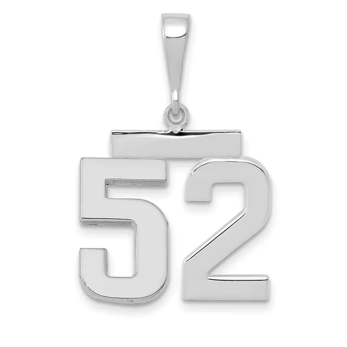14k White Goldw Medium Polished Number 52 Charm Goldia Charm Necklaces