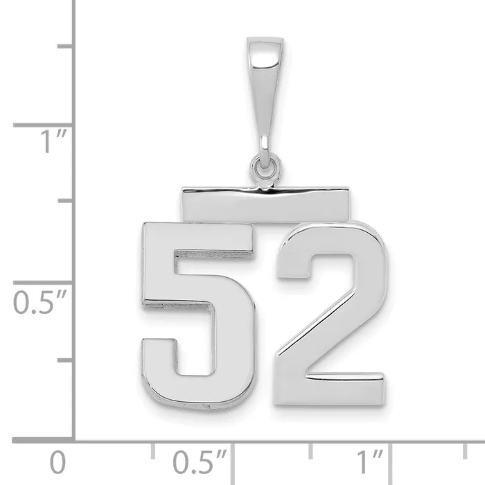 14k White Goldw Medium Polished Number 52 Charm Goldia Charm Necklaces