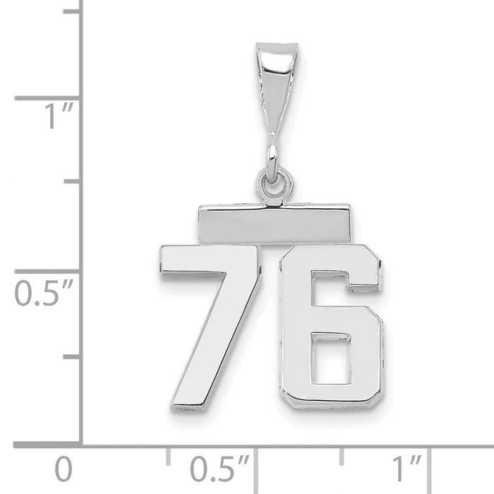 14k White Goldw Small Polished Number 76 Charm Goldia Charm Necklaces