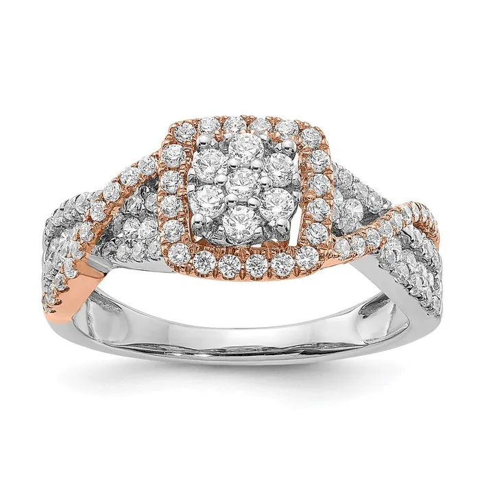 14k White u0026 Rose Gold Real Diamond Fashion Band Goldia Rings