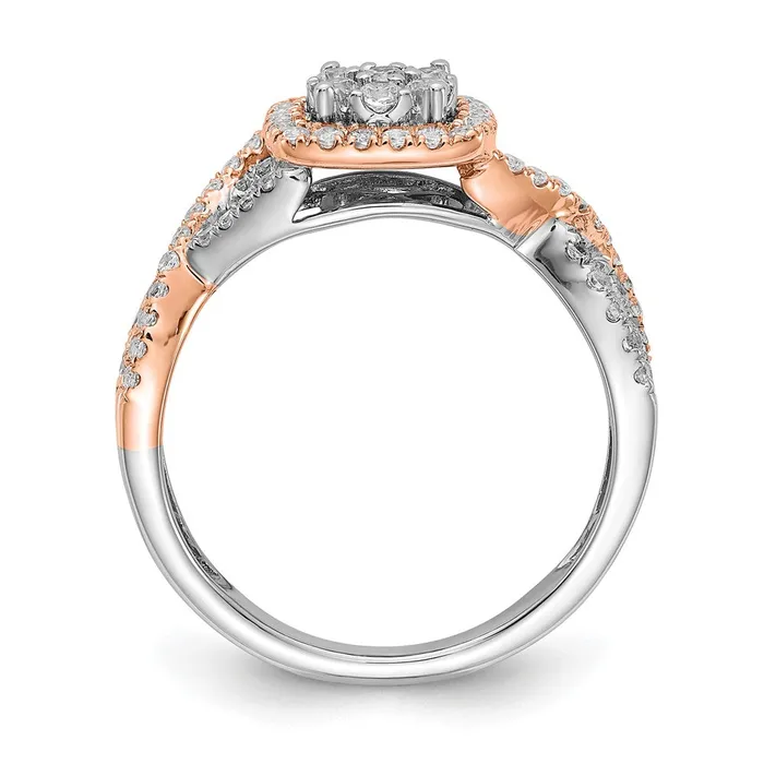 14k White u0026 Rose Gold Real Diamond Fashion Band Goldia Rings