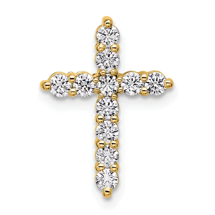 14k Yellow Gold 12 Ct Lab Grown Diamond VSSI G Cross Chain Slide Pendant Goldia Necklaces
