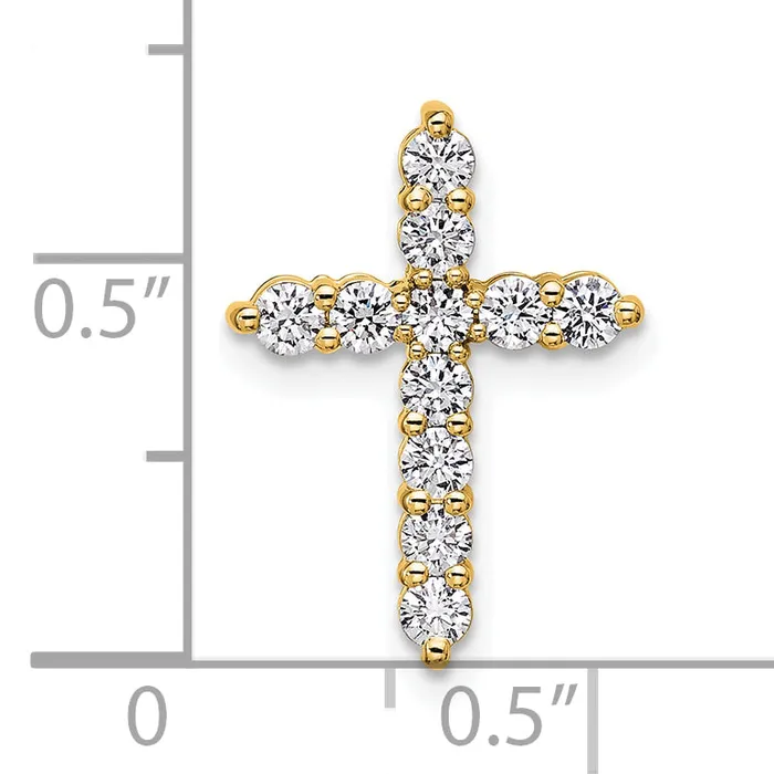 14k Yellow Gold 12 Ct Lab Grown Diamond VSSI G Cross Chain Slide Pendant Goldia Necklaces