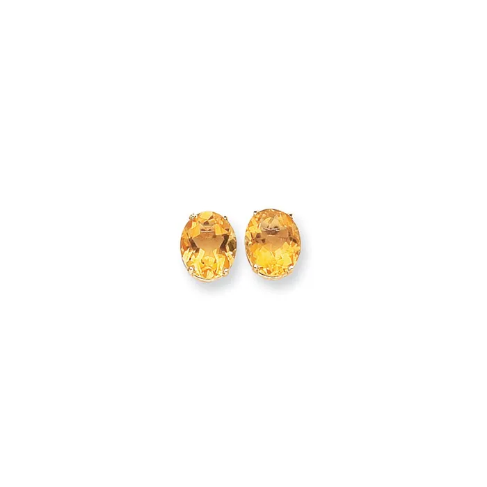 14k Yellow Gold 12x10mm Oval Citrine Earrings Goldia Earrings