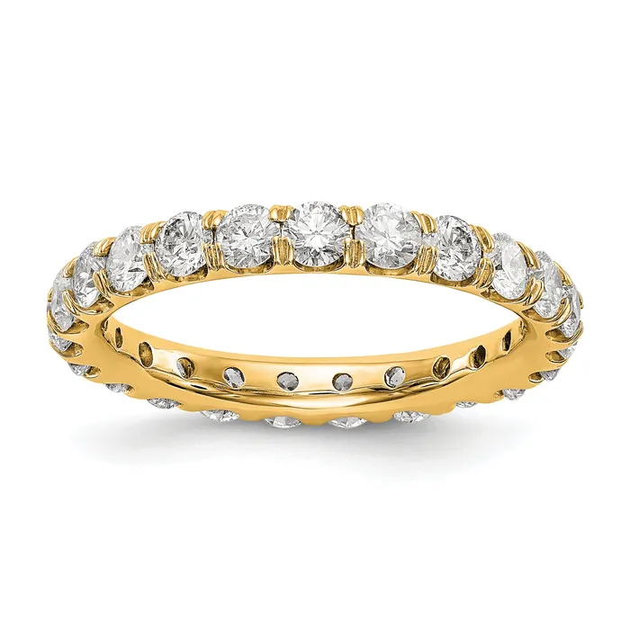 14k Yellow Gold 2 Ct Lab Grown Diamond VSSI G Shared Prong Eternity Band Ring Goldia Rings