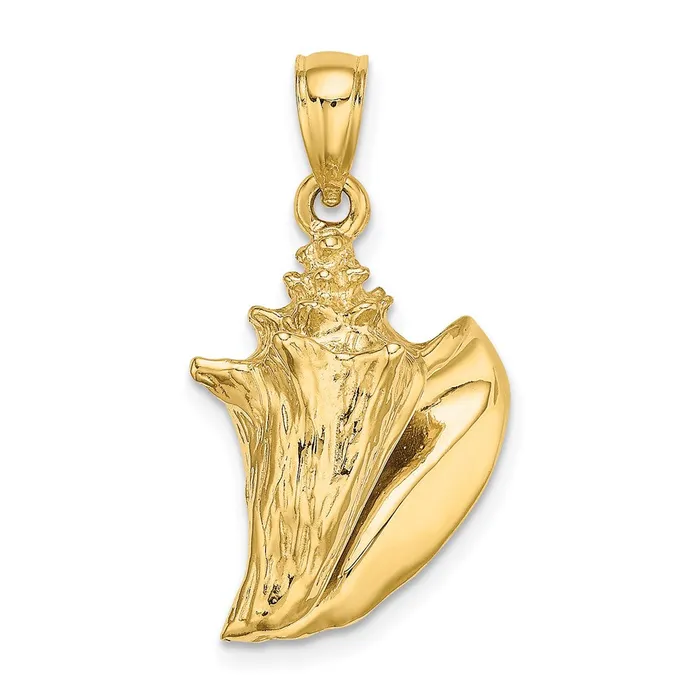 14k Yellow Gold 3D Conch Shell Charm Goldia Charm Necklaces