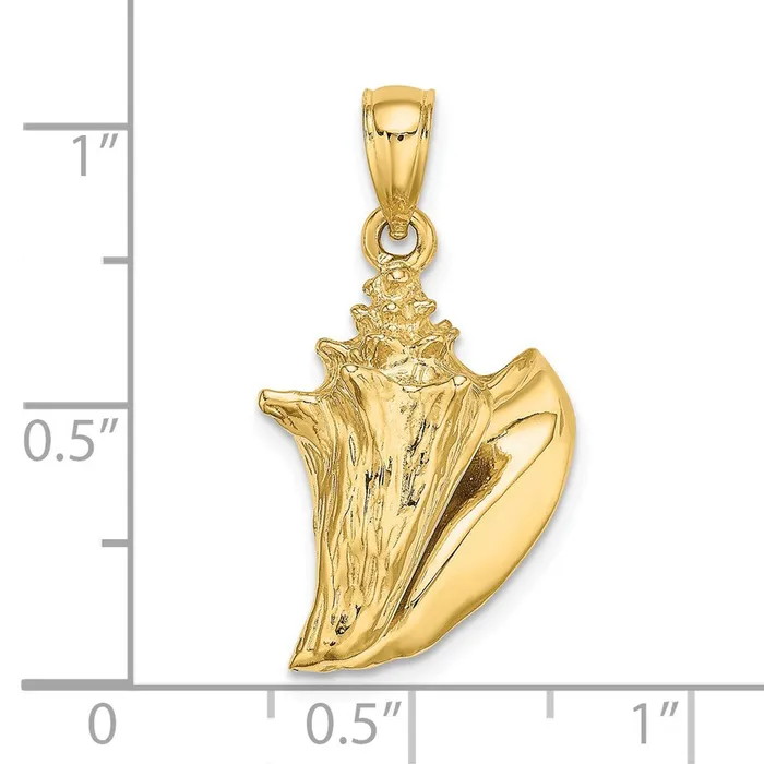 14k Yellow Gold 3D Conch Shell Charm Goldia Charm Necklaces