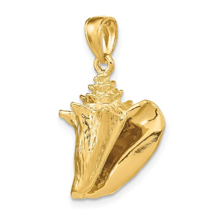 14k Yellow Gold 3D Conch Shell Charm Goldia Charm Necklaces