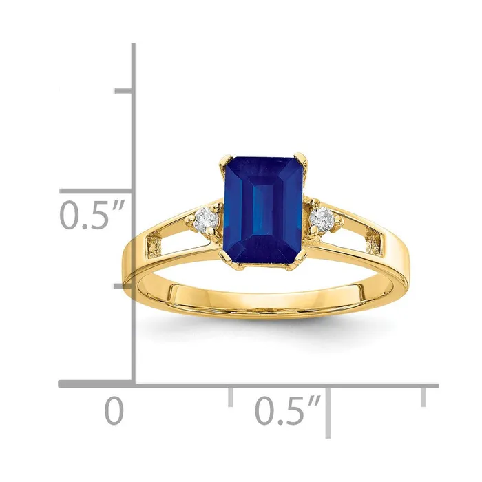 14k Yellow Gold 7x5mm Emerald Cut Sapphire VS Diamond ring Goldia Rings