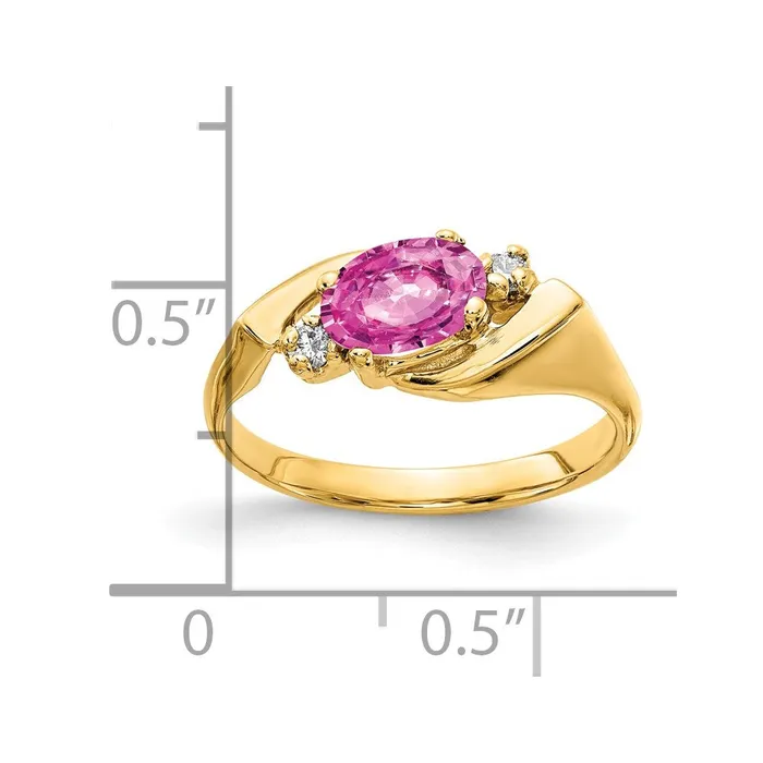 14K Yellow Gold 7x5mm Oval Pink Sapphire A Real Diamond ring Goldia Rings