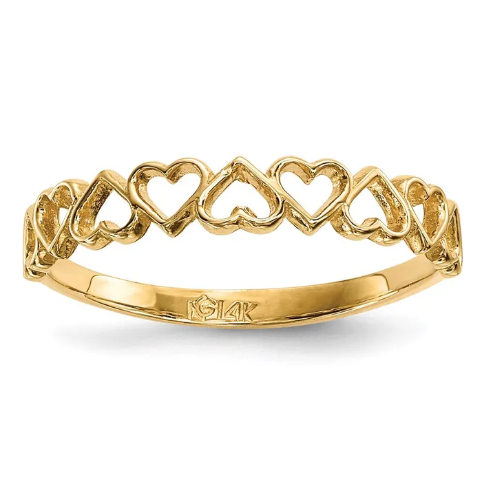 14K Yellow Gold 9Hearts Ring Goldia Rings