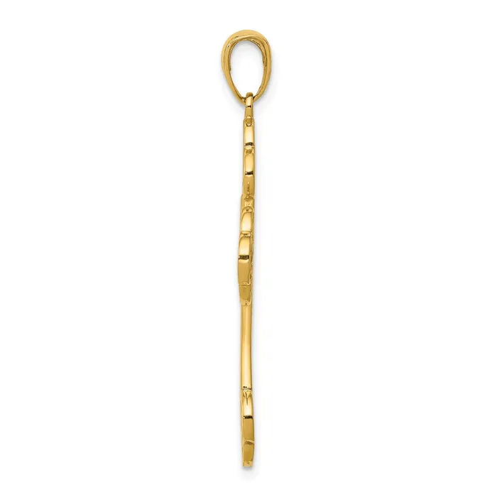 14k Yellow Gold Acrylic Flower Center Budded Cross Pendant Goldia Necklaces