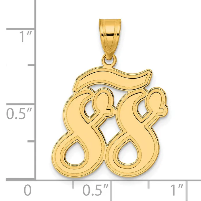 14k Yellow Gold Brushed Border Script Number 88 Pendant Goldia PreStyled Sets