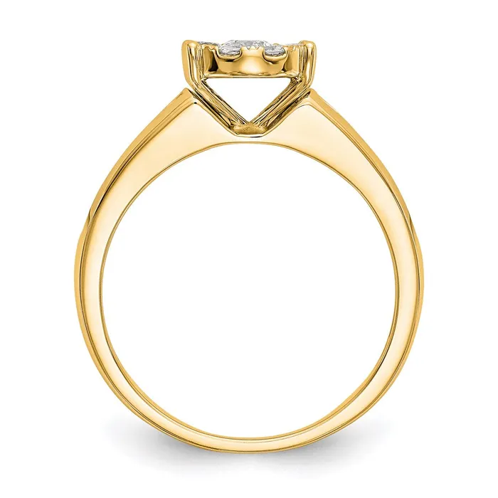 14K Yellow Gold Complete Real Diamond Cluster Eng Ring Goldia Rings