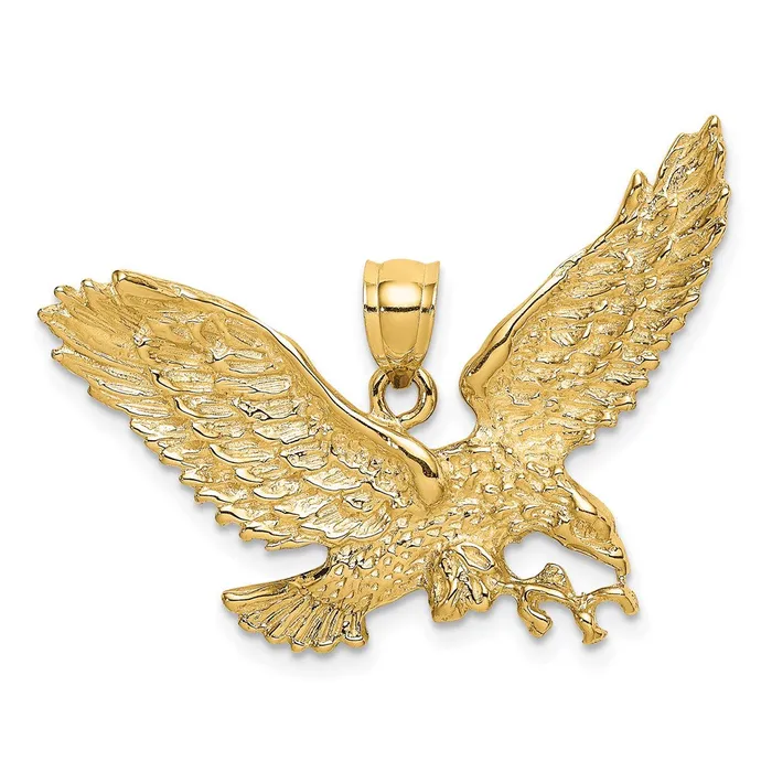 14k Yellow Gold Eagle wBeak Touching Claws Charm Goldia Charm Necklaces