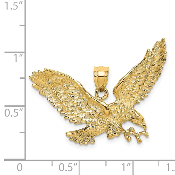 14k Yellow Gold Eagle wBeak Touching Claws Charm Goldia Charm Necklaces