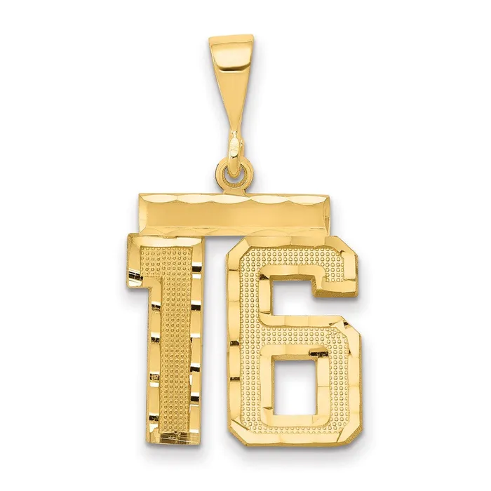 14k Yellow Gold Medium Diamondcut Number 16 Charm Goldia Charm Necklaces 14k Yellow Gold Medium Diamondcut Number 16 Charm Goldia Charm Necklaces