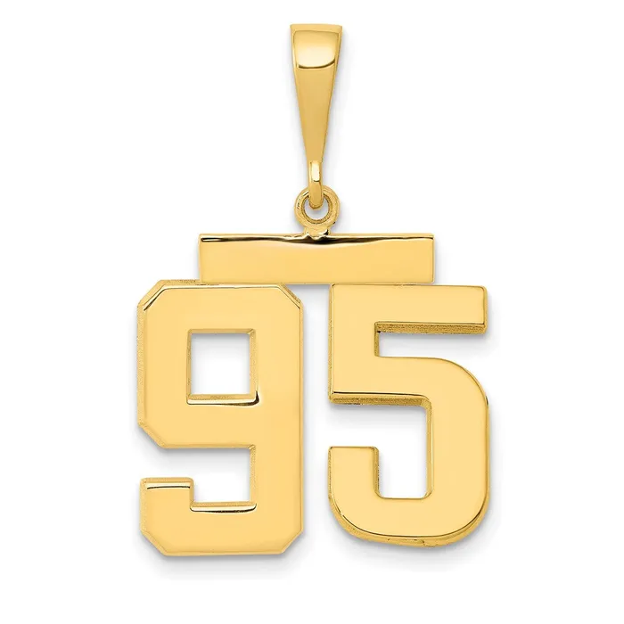 14k Yellow Gold Medium Polished Number 95 Charm Goldia Charm Necklaces