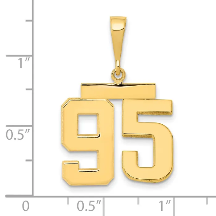 14k Yellow Gold Medium Polished Number 95 Charm Goldia Charm Necklaces