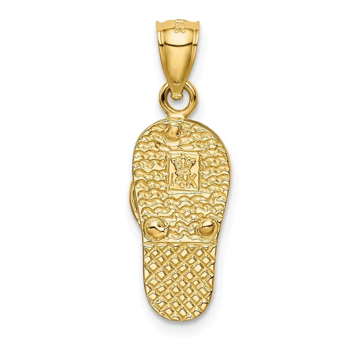 14k Yellow Gold Polished 3D wCreated Blue Opal Flip Flop Pendant Goldia Necklaces