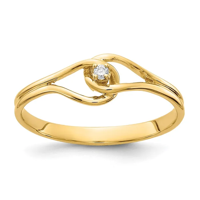 14K Yellow Gold Polished AA Real Diamond ring Goldiacom Rings