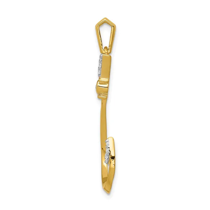 14K Yellow Gold Real Diamond Fish Hook Pendant Goldia Necklaces