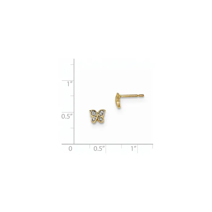 14k Yellow Gold Real Diamond Pav Post Butterfly Earrings Goldia Earrings