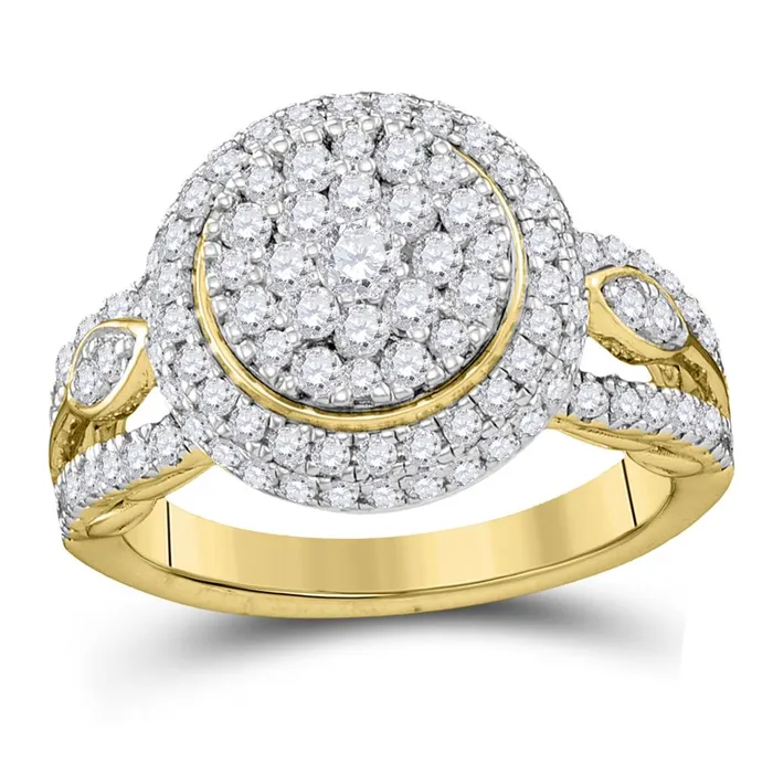 14k Yellow Gold Round Diamond Cluster Bridal Engagement Ring 113 Cttw gndatlanta Rings